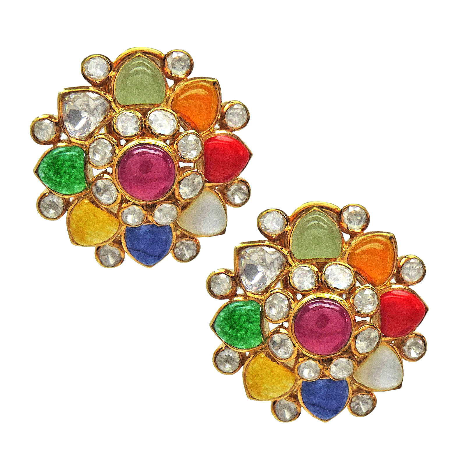 Navratan Studs with mosannite