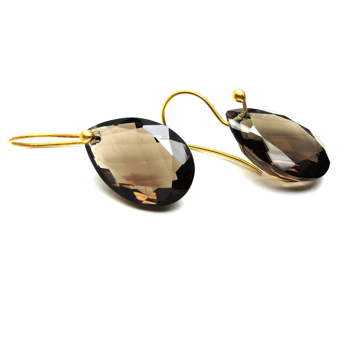 smokey quartz pear shape earring