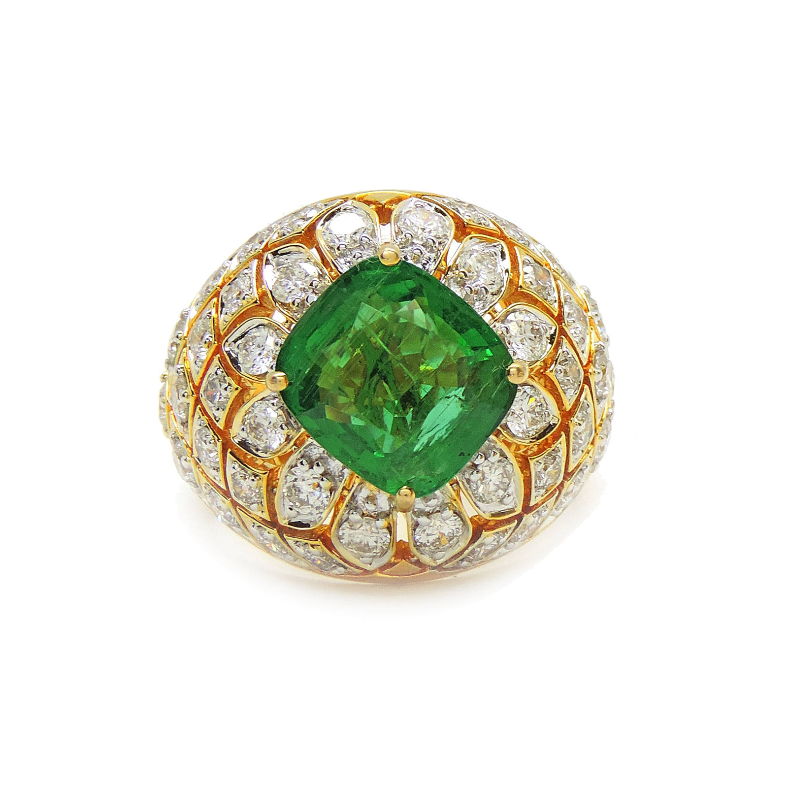 Zambian Emerald Diamond Gold Ring
