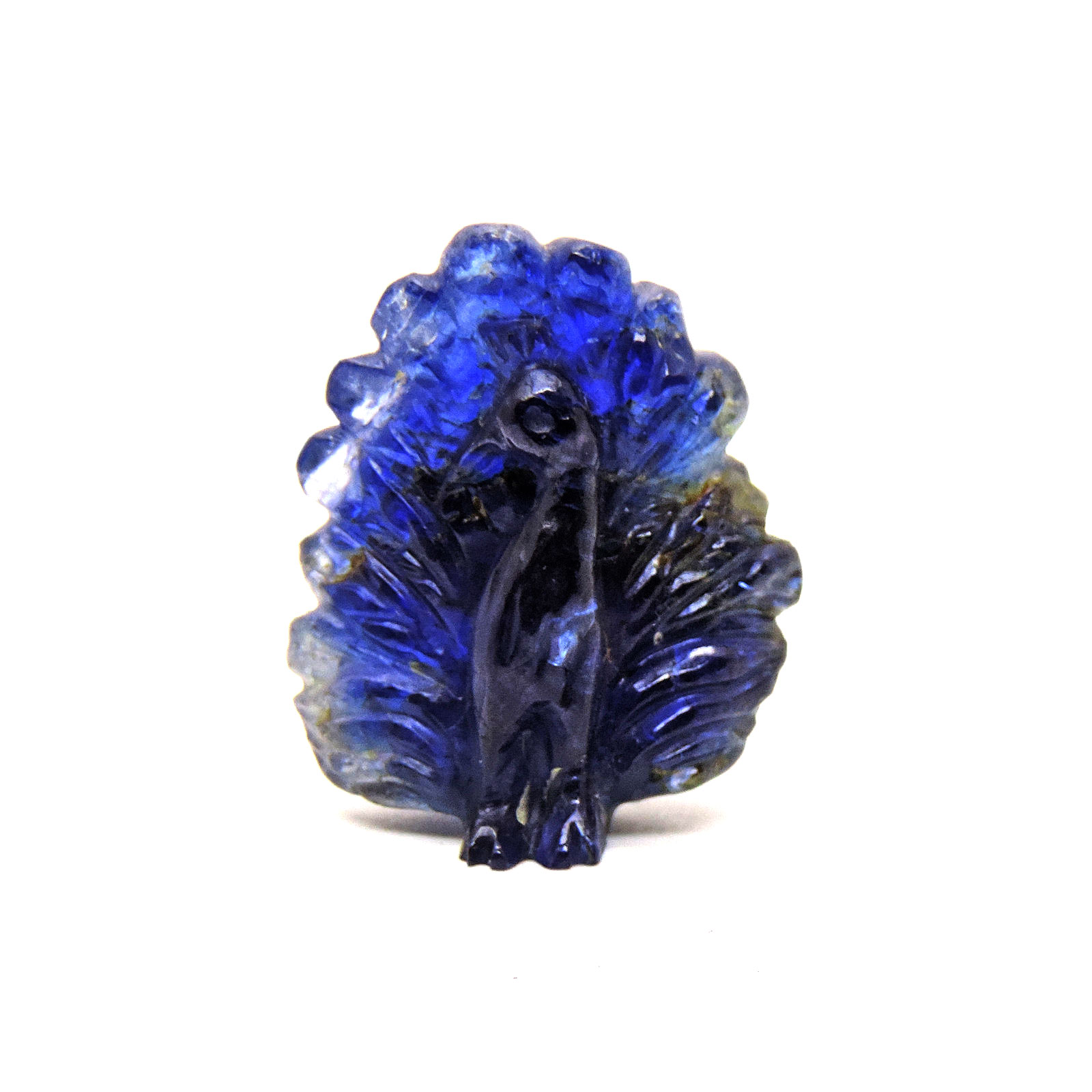 Blue sapphire peacock carving