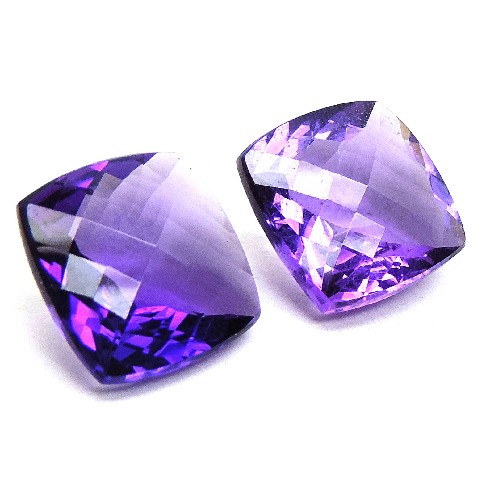 Amethyst gemstone cushion cut pair